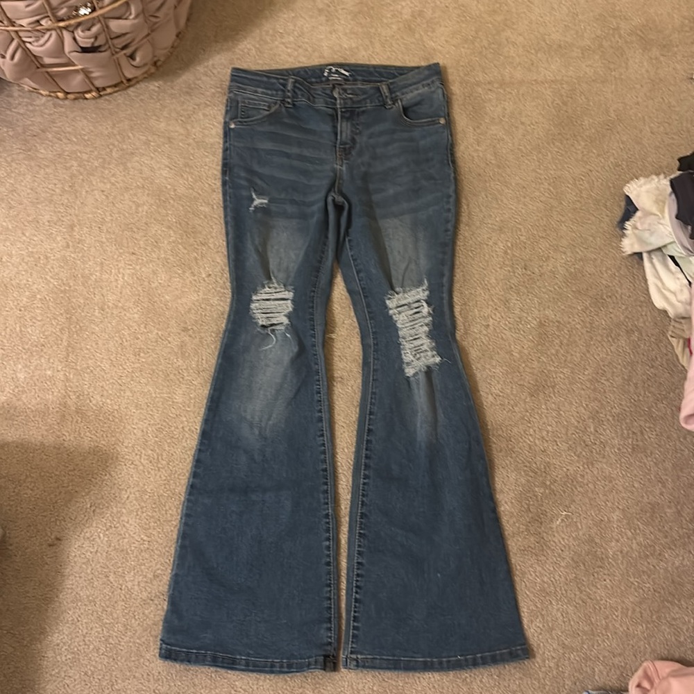 art class Blue Distressed Flair Jeans